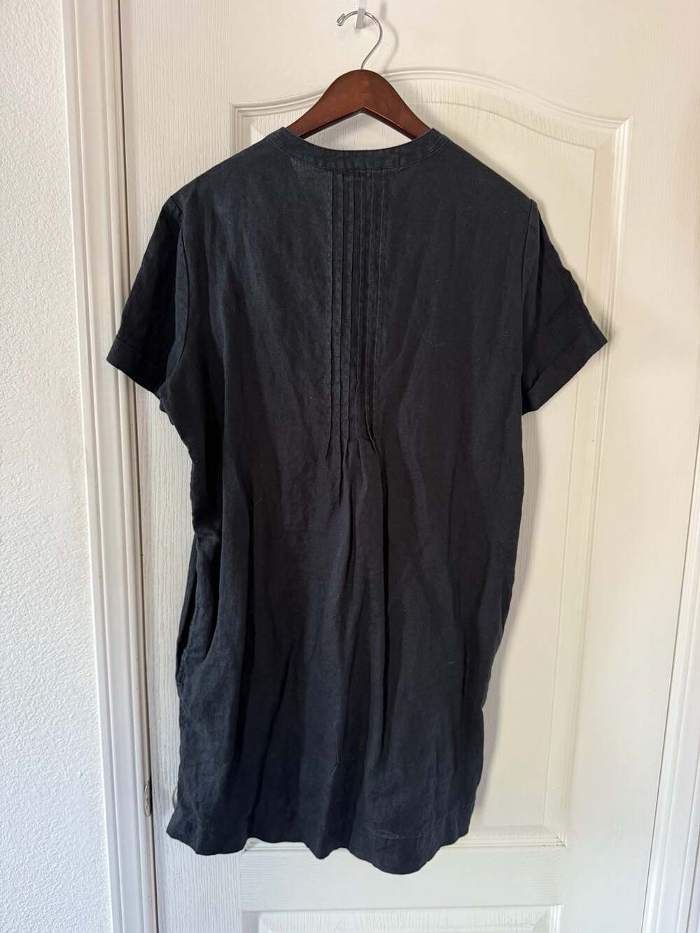 100% European Linen Short Sleeve Swing Dress, - Picture 5 of 7